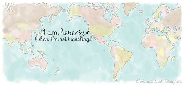 I Am Here World Map by Wanderlust Designer