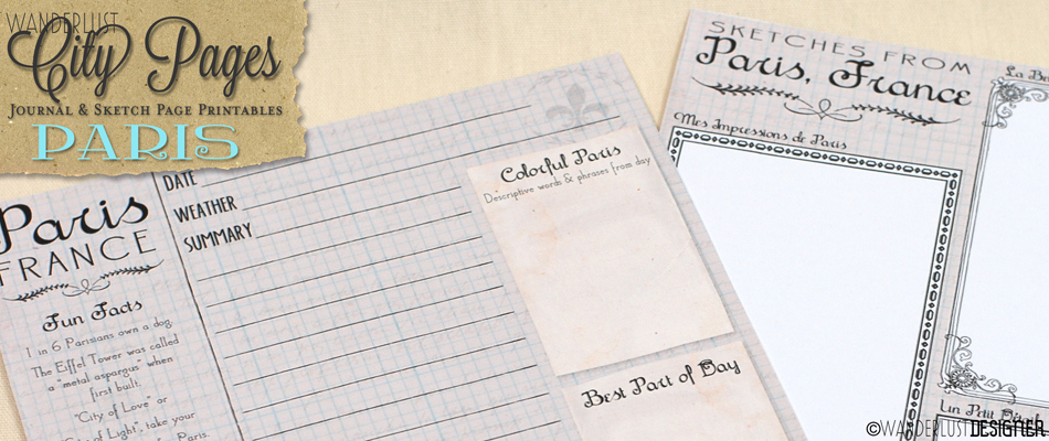 City Pages: Free Printable Paris Sketch and Journal Page by Wanderlust Designer