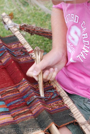 Detail of Weaving with a Bone Tool- Andean Weaving Demonstration by Wanderlust Designer