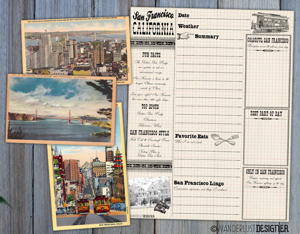 City Page: Printable San Francisco Journal Page by Wanderlust Designer
