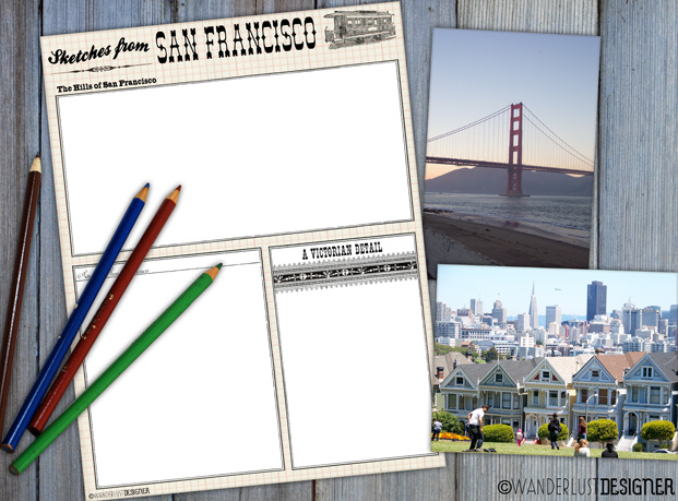City Page: Printable San Francisco Sketch Page by Wanderlust Designer