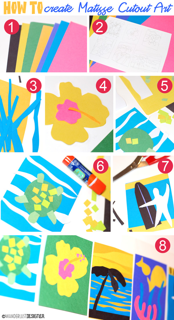 How to Create Tropical Memory Artwork Inspired by Matisse Cut Outs by Wanderlust Designer