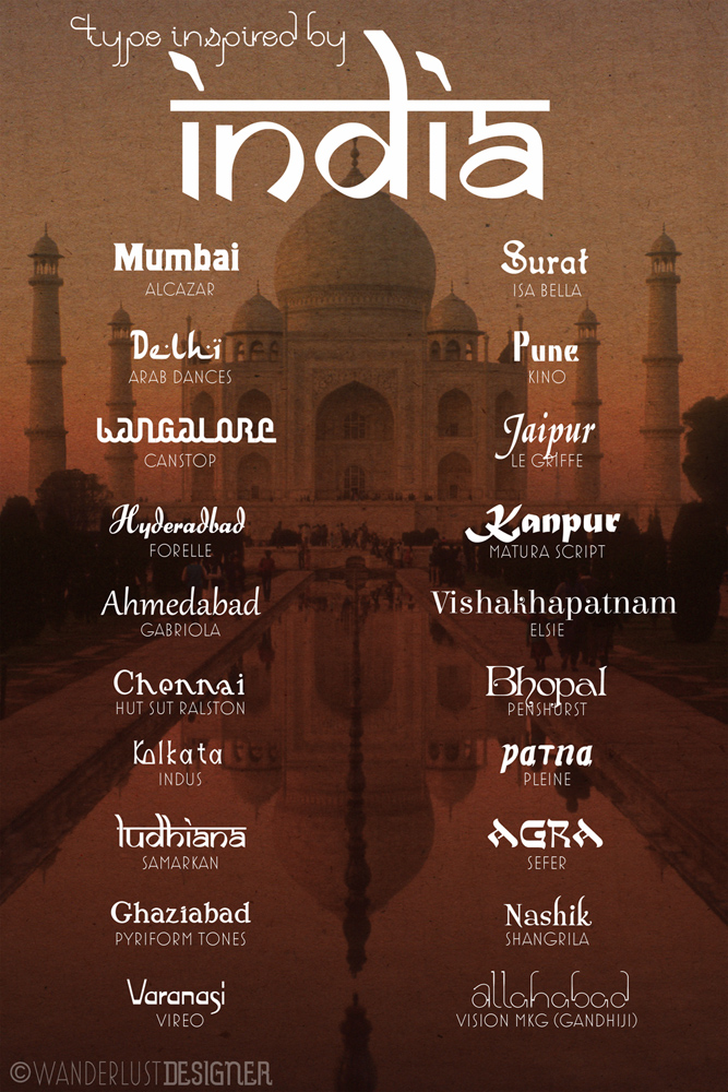 20 Fonts Inspired by India by Wanderlust Designer