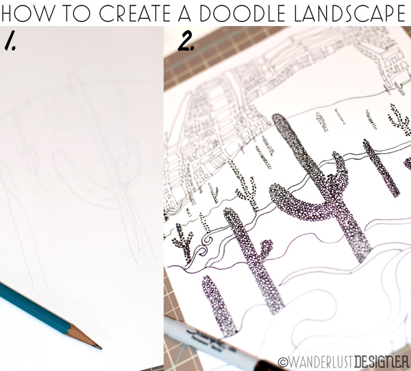 How to Create a Doodle Landscape by Wanderlust Designer