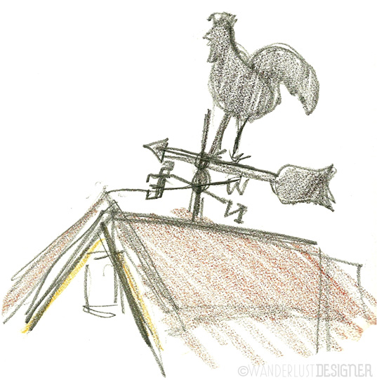 En Plein Air Sketching - Weather Vane on the Barn by Wanderlust Designer