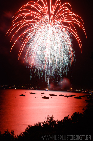 Red Blast - Fireworks Over Lake Tahoe by Wanderlust Designer