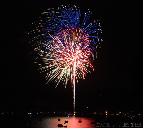 Red, White & Blue - Fireworks Over Lake Tahoe by Wanderlust Designer