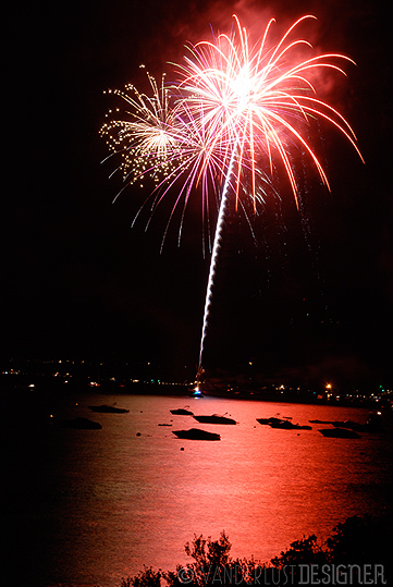 Spiral Up - Fireworks Over Lake Tahoe by Wanderlust Designer