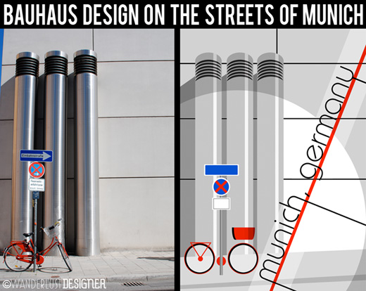 Bauhaus Design on the Streets of Munich - A Photograph Turned into Artwork (photo and design by Wanderlust Designer)