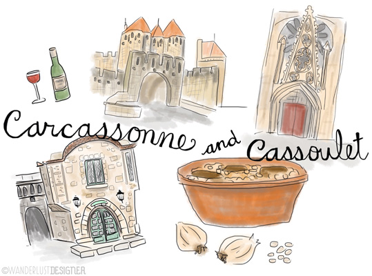 Cassoulet in Carcassonne, France: Sketch by Wanderlust Designer