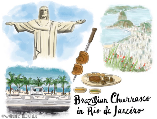 Brazilian Churrasco in Rio de Janeiro - Poster, Postcard and Notecard by Wanderlust Designer