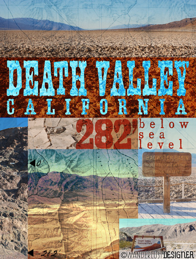 Death Valley, California 282' Below Sea Level - Postcard, Poster, & Notecards by Wanderlust Designer