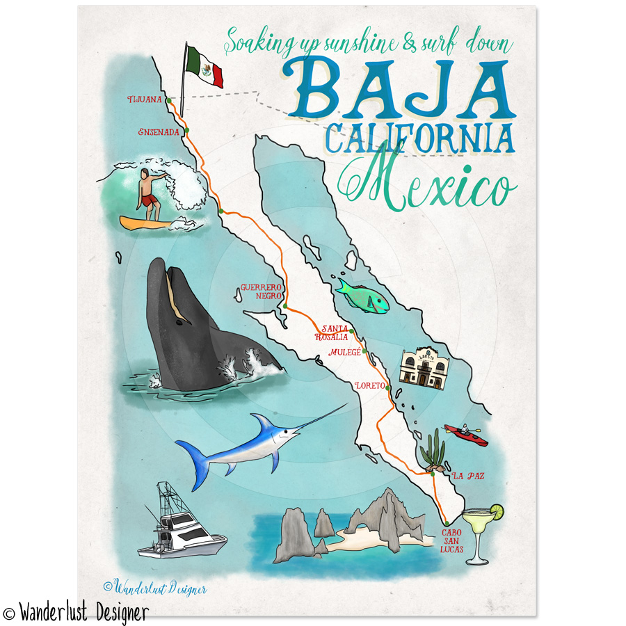 Baja California Illustrated Map