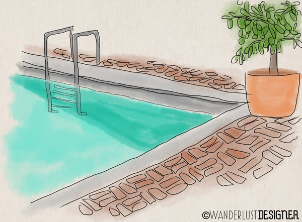 At the Pool's Edge at Filoli (sketch by Wanderlust Designer)