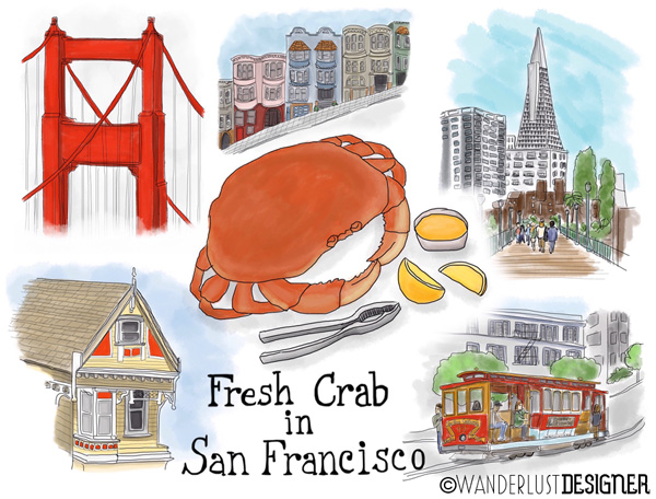 Eat Drink Travel: Crab in San Francisco (Posters and Cards by Wanderlust Designer)
