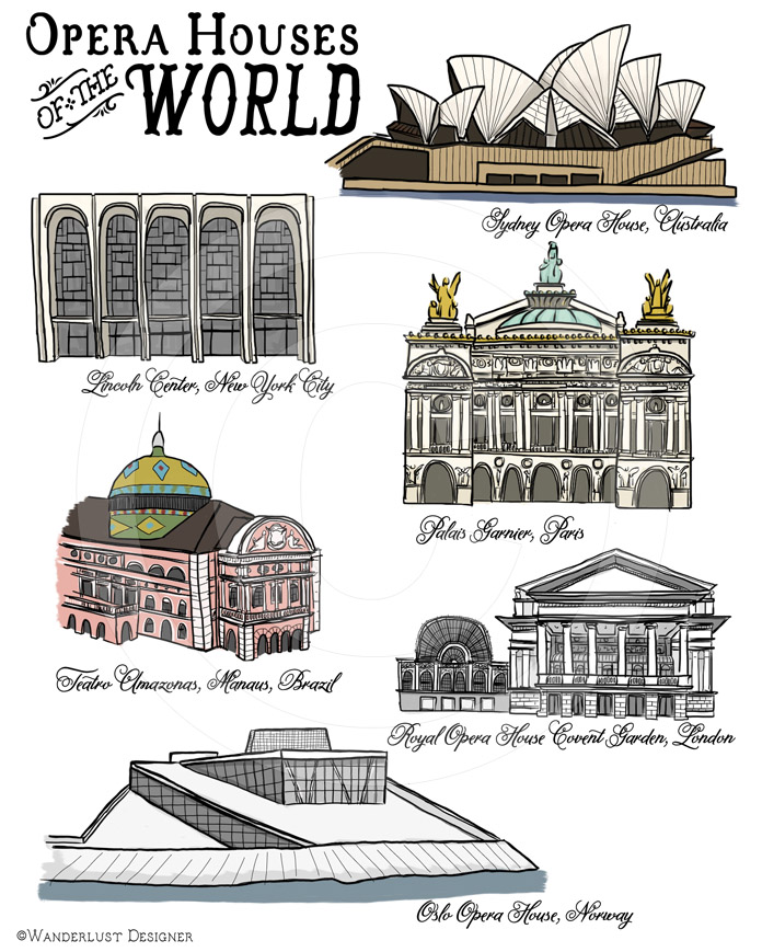 Opera Houses of the World by Wanderlust Designer