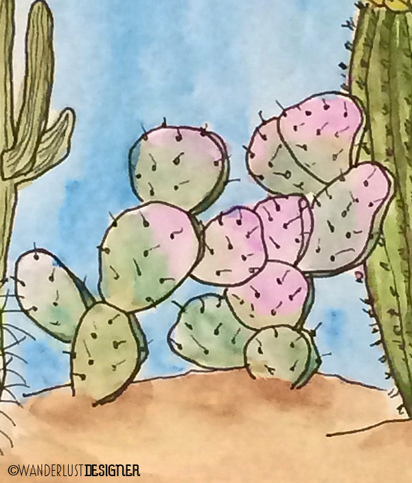 Prickly Pear Cactus, Tucson, Arizona (watercolor by Wanderlust Designer)