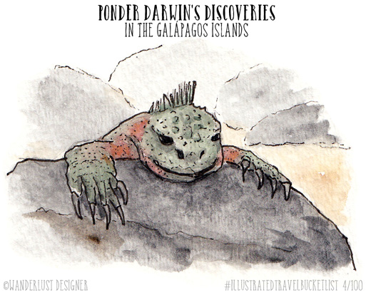 Ponder Darwin's Discoveries in the Galapagos Islands - Illustrated Travel Bucket List by Wanderlust Designer