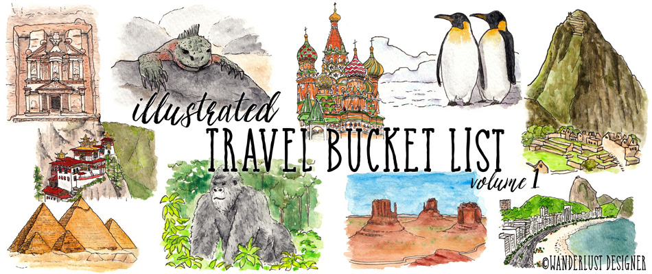 Illustrated Travel Bucket List Volume 1 by Wanderlust Designer