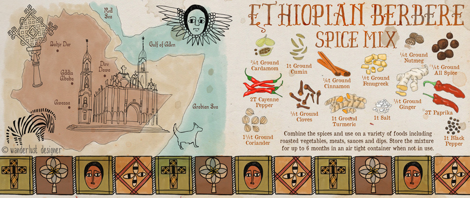 Ethiopian Berbere Spice Mix Illustrated Recipe by Wanderlust Designer