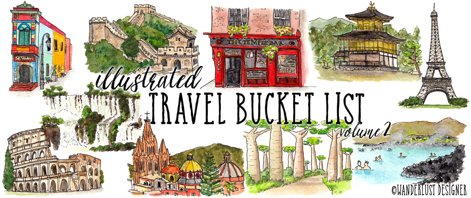 Illustrated Travel Bucket List volume 2 by Wanderlust Designer
