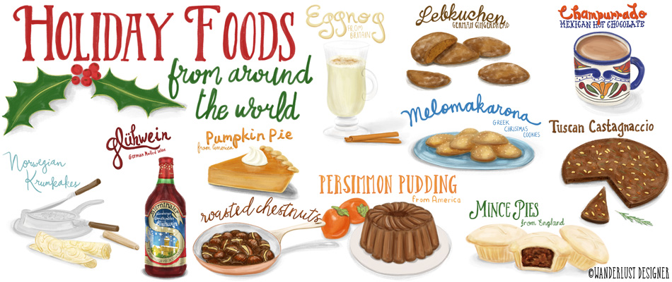 Holiday Foods from Around the World by Wanderlust Designer
