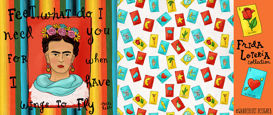 Frida Loteria Surface Design & Illustration Collection by Wanderlust Designer
