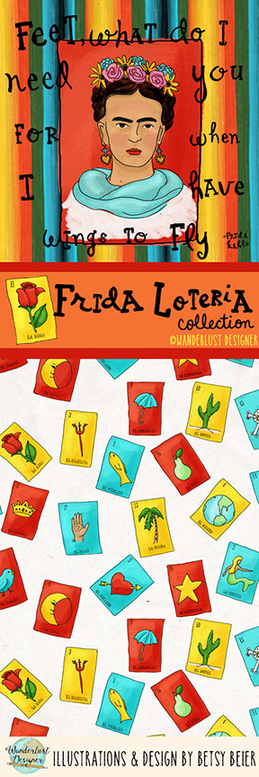 Frida Loteria Surface Design & Illustration Collection by Wanderlust Designer