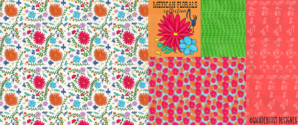 Mexican Floral Surface Design and Illustration Collection by Betsy Beier, Wanderlust Designer