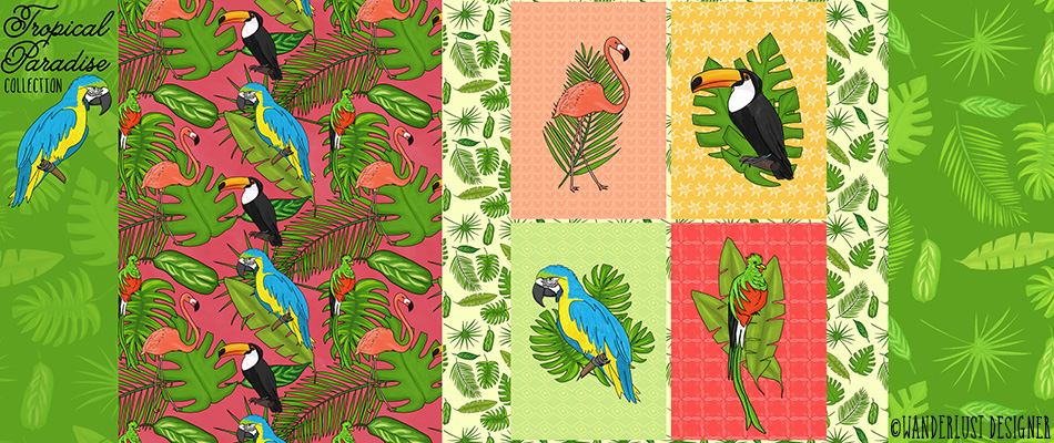 Tropical Paradise Patterns and Illustrations Collection by Betsy Beier, Wanderlust Designer