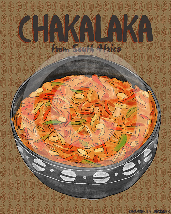 Chakalaka from South Africa Food Illustration by Betsy Beier, Wanderlust Designer