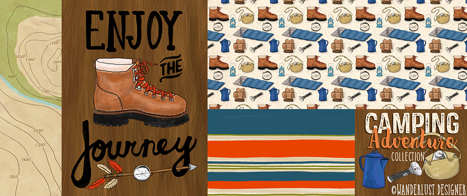 Camping Adventure Collection and Illustrations by Wanderlust Designer