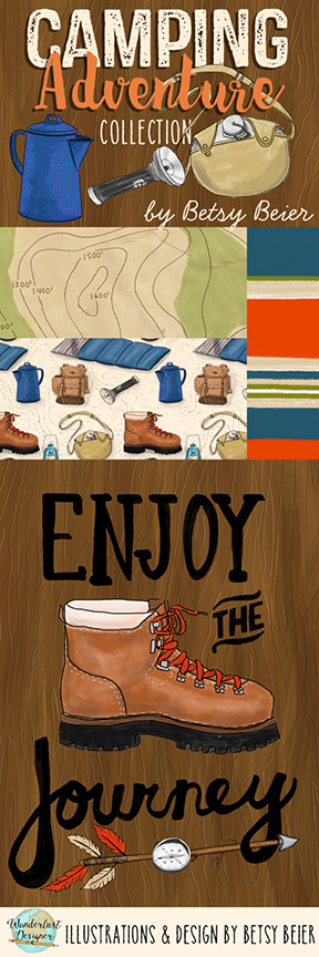 Camping Adventure Collection: Patterns and Illustrations by Wanderlust Designer