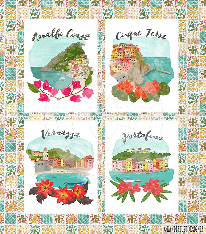 Coasta Italia Collection: Towns Along the Coast of Italy by Wanderlust Designer