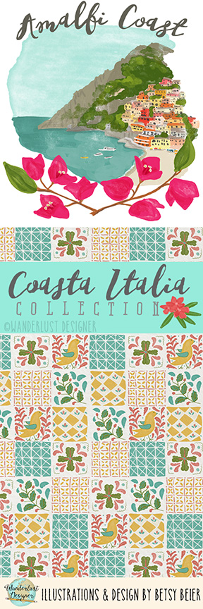 Coasta Italia Collection: Illustrations and Patterns by Betsy Beier, Wanderlust Designer