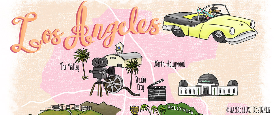 Los Angeles Illustrated Map by Wanderlust Designer
