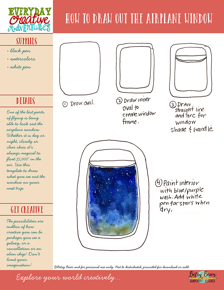 Everyday Creative Adventures: How to Draw Out the Airplane Window by Wanderlust Designer