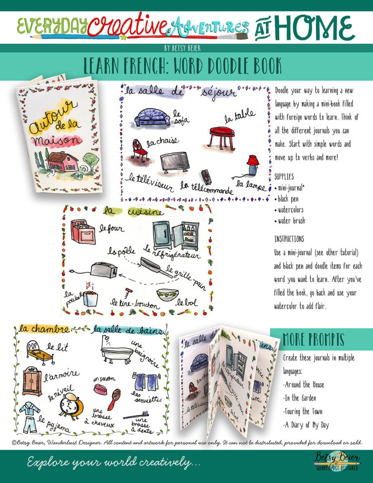 At Home Creative Adventures Learn French and Make a Doodle Word Book